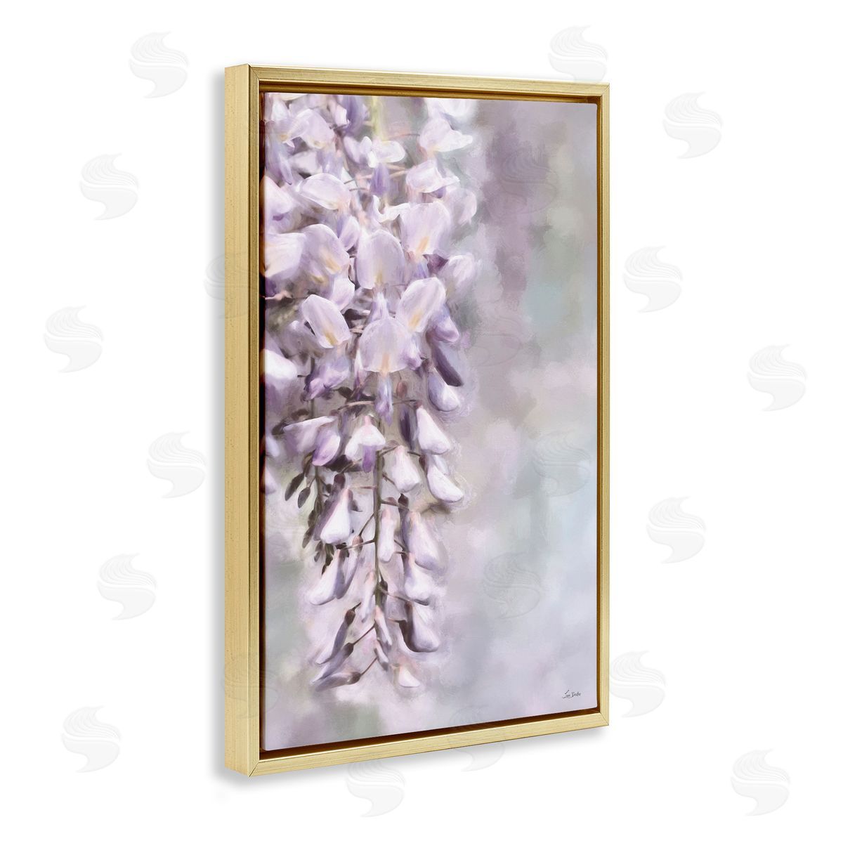 Soft Foxglove Petals Gold Floating Frame Canvas Wall Art, Home Decor by Lori Deiter