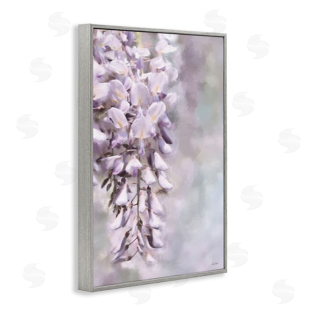 Soft Foxglove Petals Grey Frame Print Wall Art, Home Decor by Lori Deiter