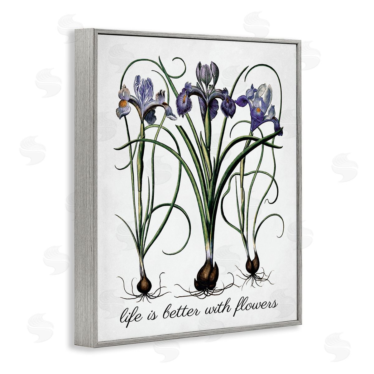 Better With Flowers Grey Frame Print Wall Art, Home Decor by Lettered and Lined