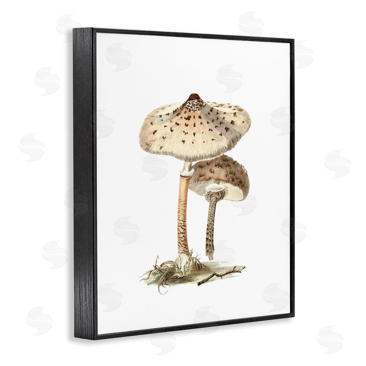 Neutral Brown Mushrooms Black Frame Print Wall Art, Home Decor by Lettered and Lined