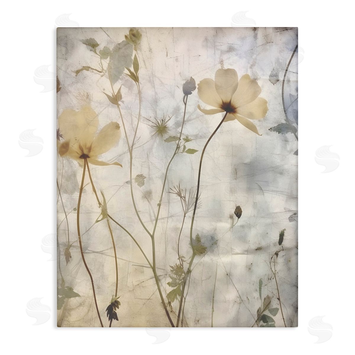 Lettered and Lined Soft Neutral Botanicals Canvas Wall Art Print