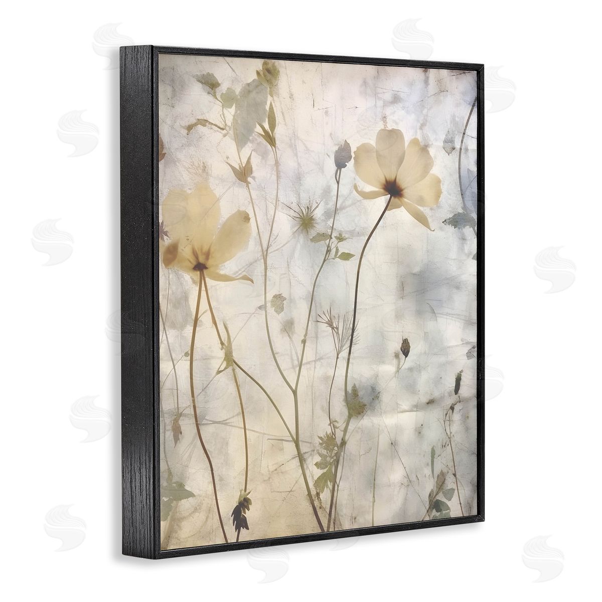 Lettered and Lined Soft Neutral Botanicals Black Framed Giclee Wall Art Print