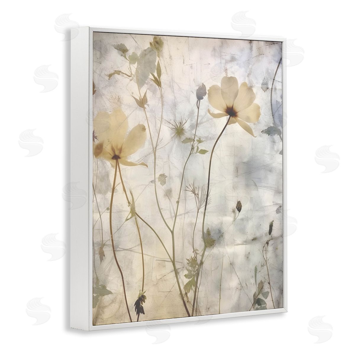 Lettered and Lined Soft Neutral Botanicals White Framed Giclee Wall Art Print