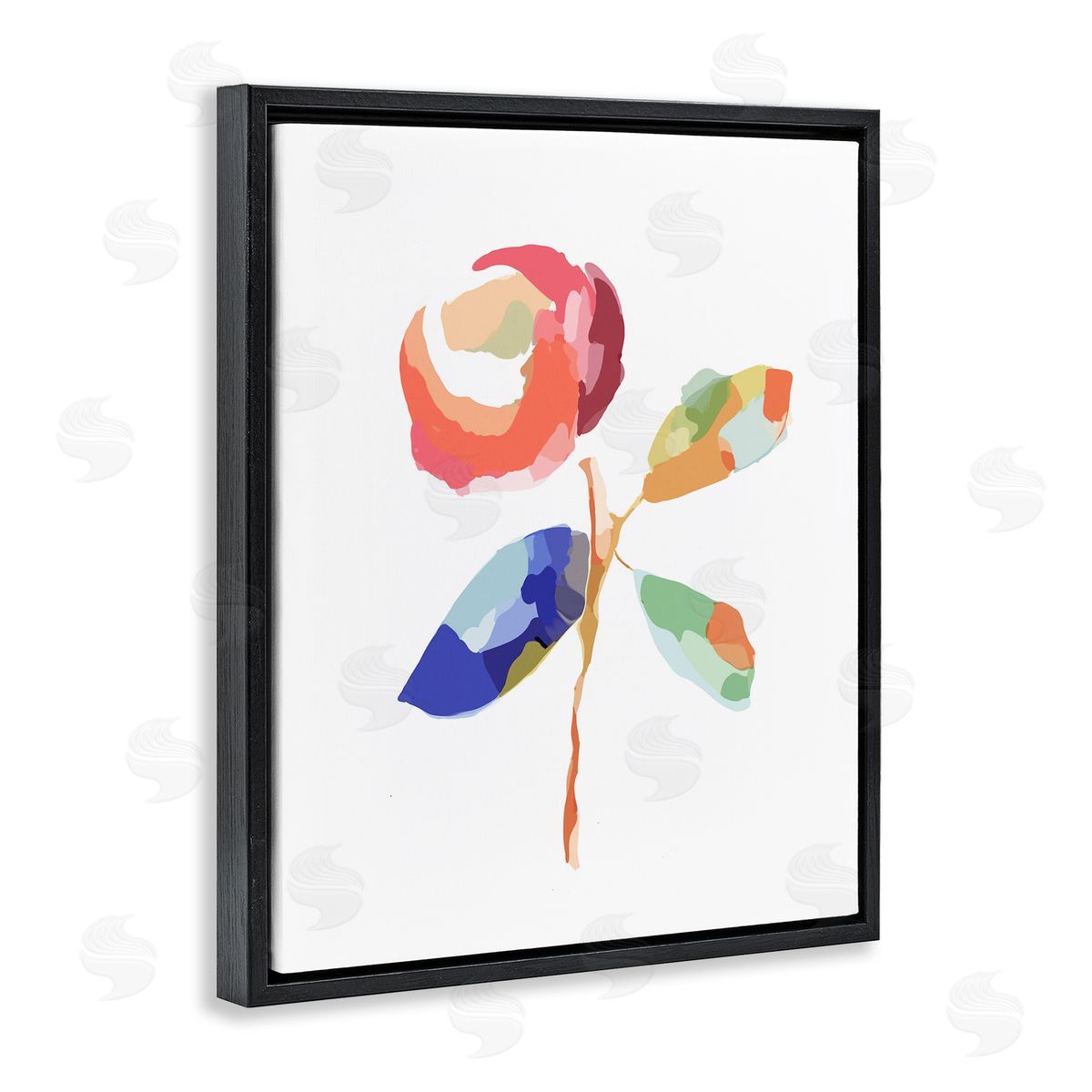 Lisa Nohren Mosaic Floral Bloom Black Floating Frame Canvas Wall Art Print