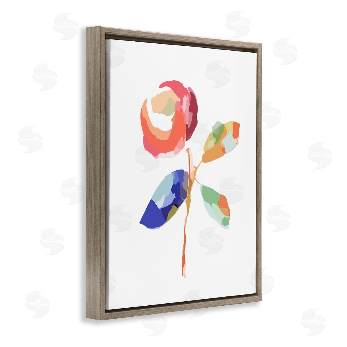 Lisa Nohren Mosaic Floral Bloom Brown Floating Frame Canvas Wall Art Print