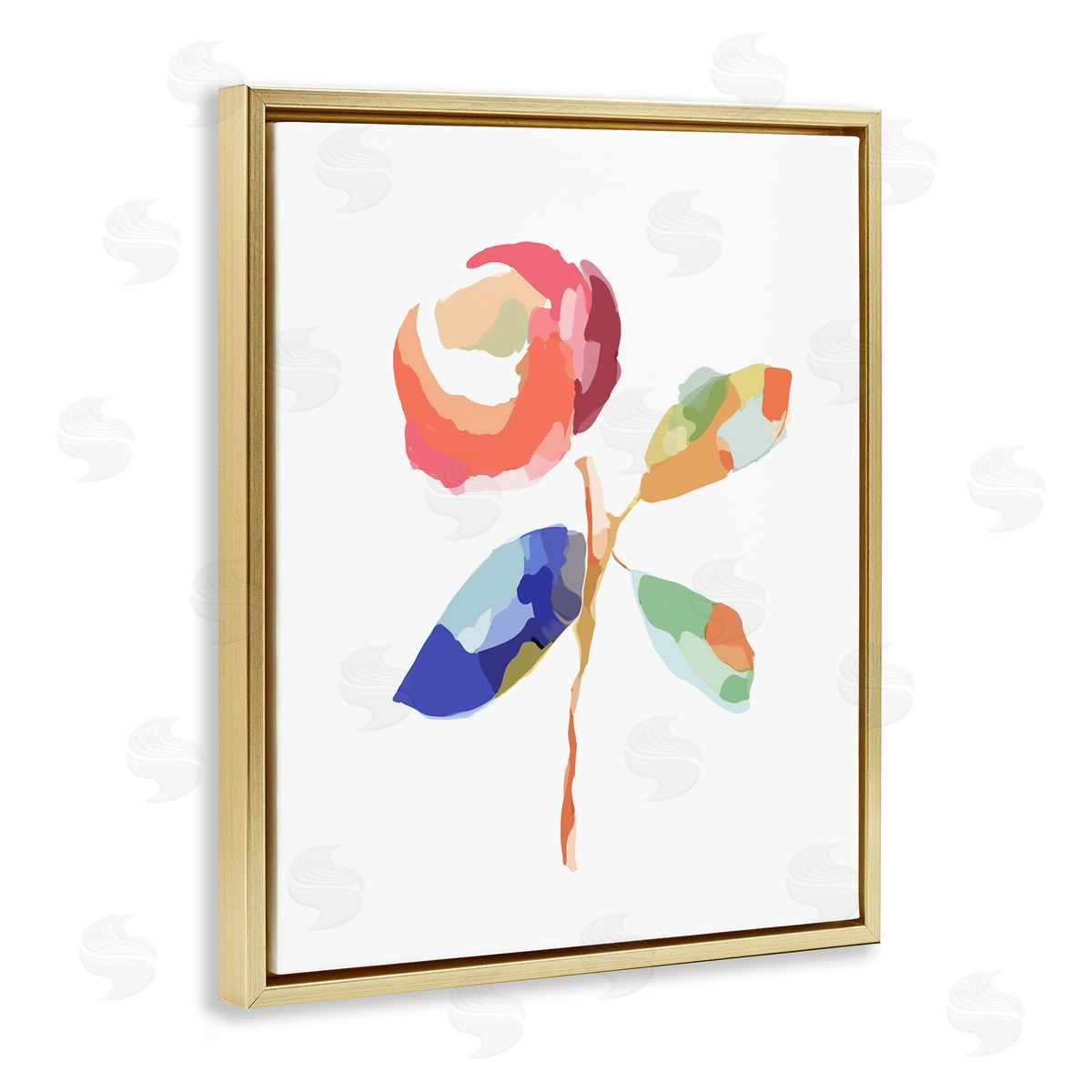Lisa Nohren Mosaic Floral Bloom Gold Floating Frame Canvas Wall Art Print