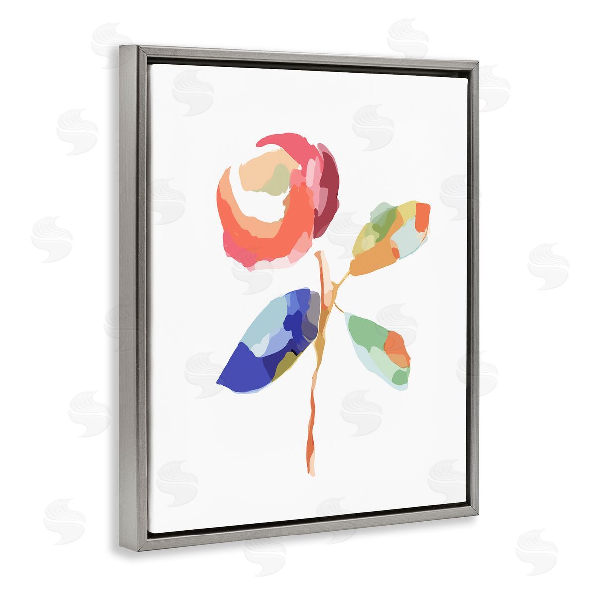 Lisa Nohren Mosaic Floral Bloom Gray Floating Frame Canvas Wall Art Print