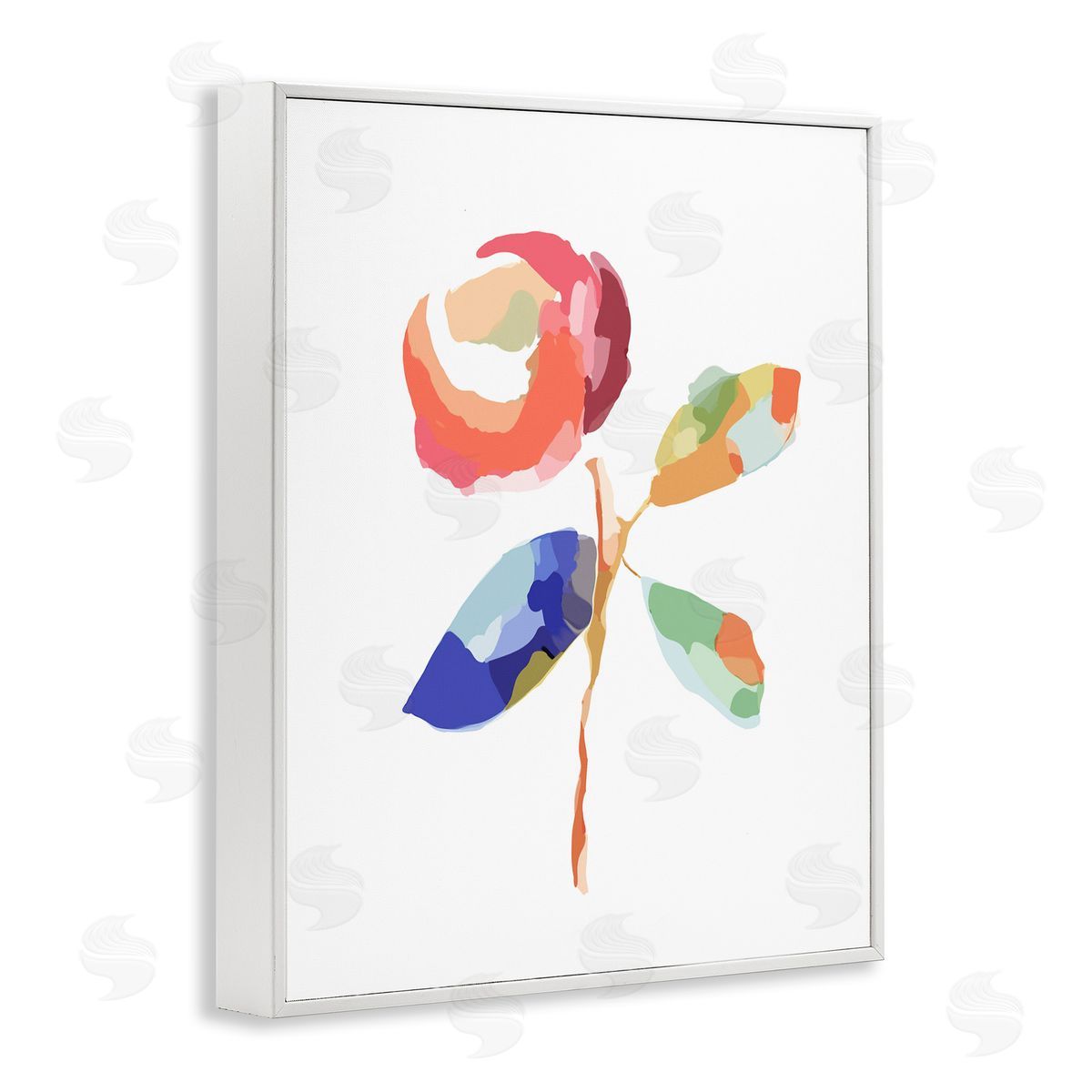Lisa Nohren Mosaic Floral Bloom White Framed Giclee Wall Art Print