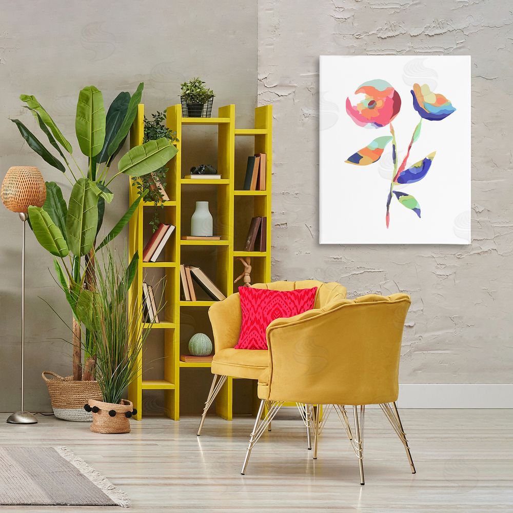 Lisa Nohren Mosaic Flower Buds Canvas Wall Art Print in Room