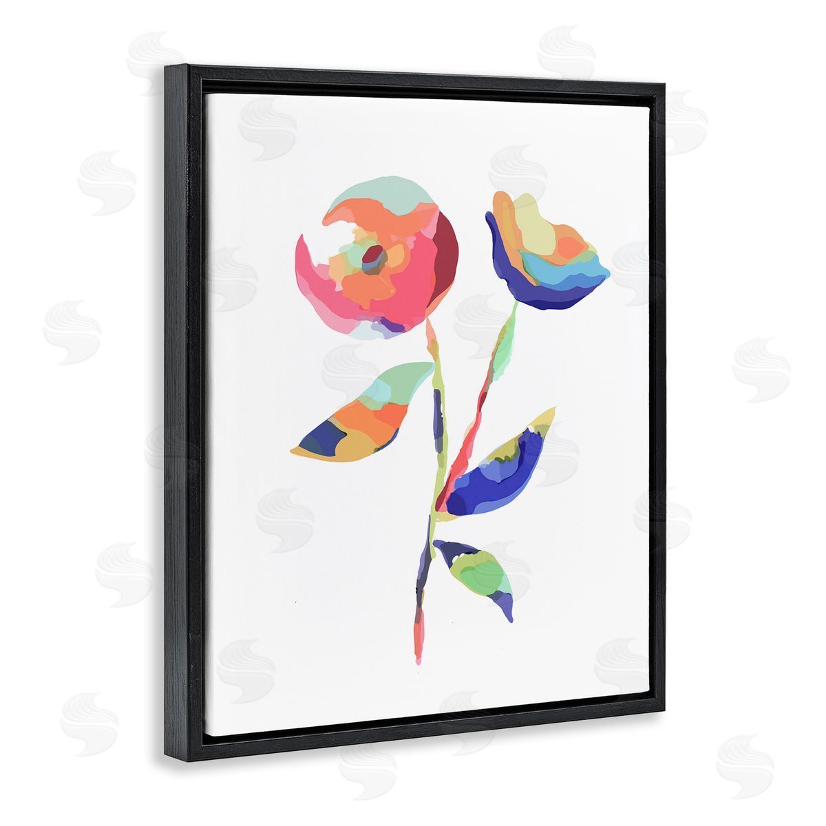 Lisa Nohren Mosaic Flower Buds Black Floating Frame Canvas Wall Art Print