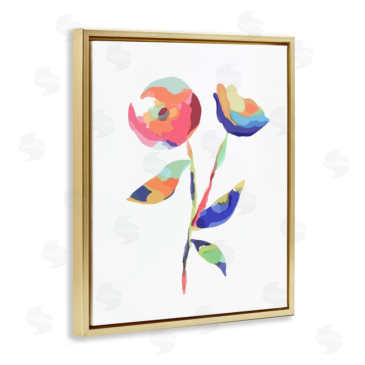 Lisa Nohren Mosaic Flower Buds Gold Floating Frame Canvas Wall Art Print