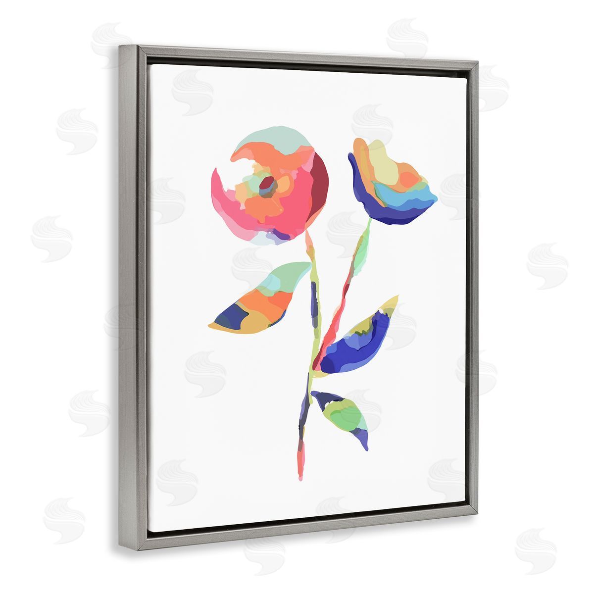 Lisa Nohren Mosaic Flower Buds Gray Floating Frame Canvas Wall Art Print