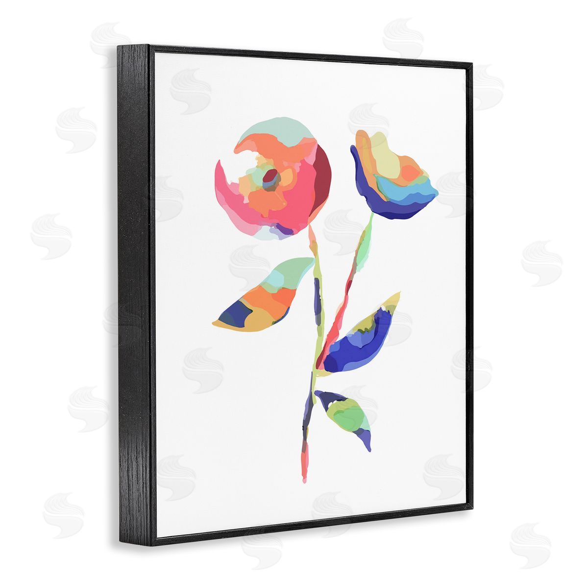 Lisa Nohren Mosaic Flower Buds Black Framed Giclee Wall Art Print