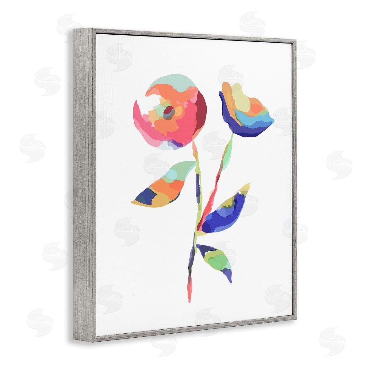 Lisa Nohren Mosaic Flower Buds Gray Framed Giclee Wall Art Print