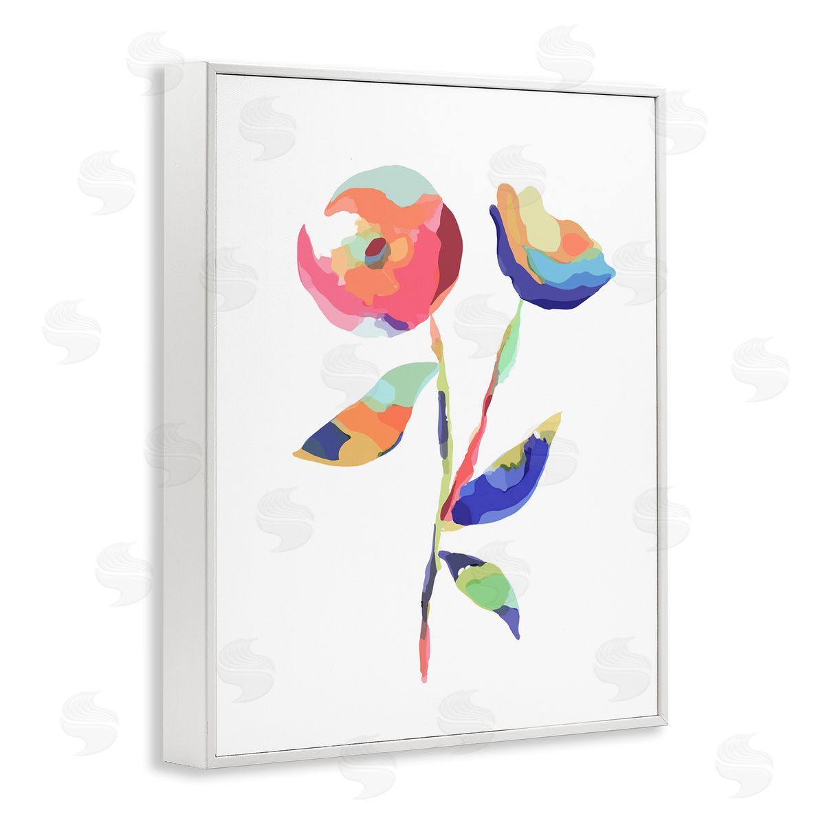 Lisa Nohren Mosaic Flower Buds White Framed Giclee Wall Art Print