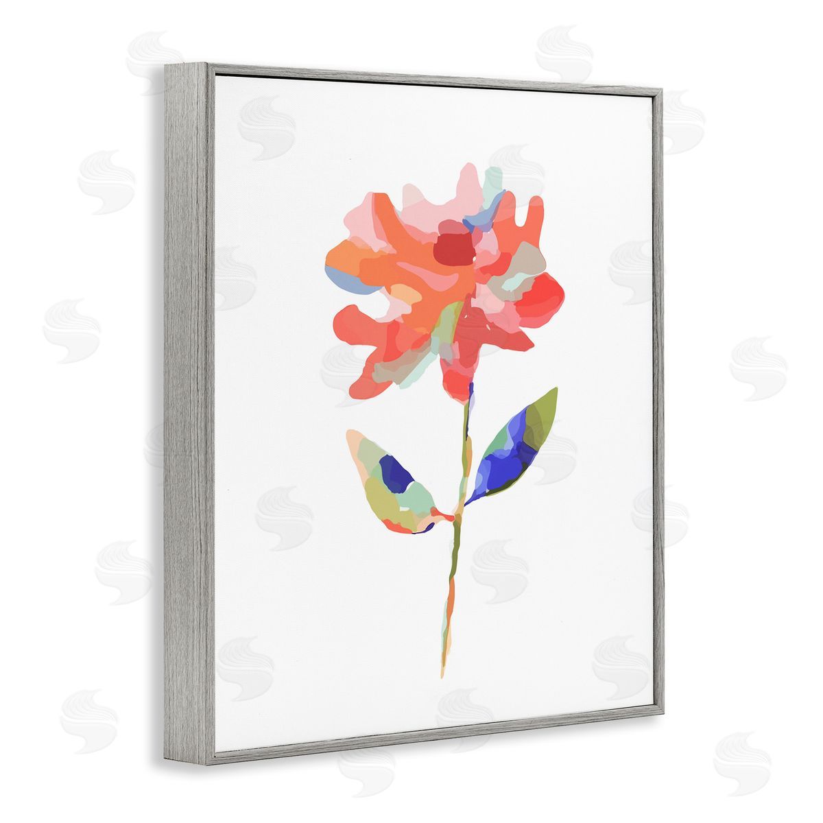 Lisa Nohren Mosaic Flower Blossom Gray Framed Giclee Wall Art Print