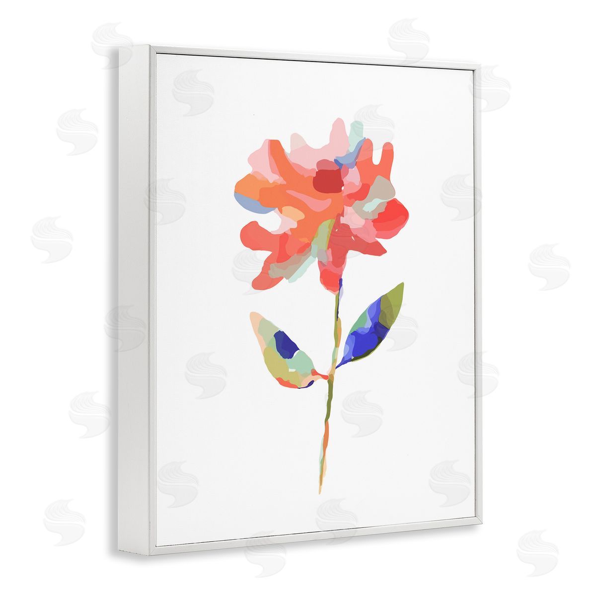 Lisa Nohren Mosaic Flower Blossom White Framed Giclee Wall Art Print