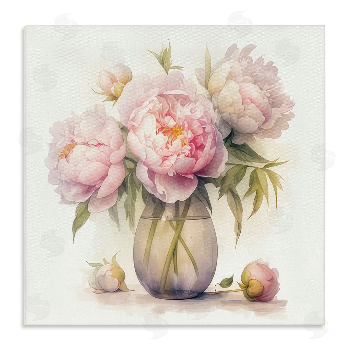 LSR Design Studio Charming Pink Peonies Canvas Wall Art Print