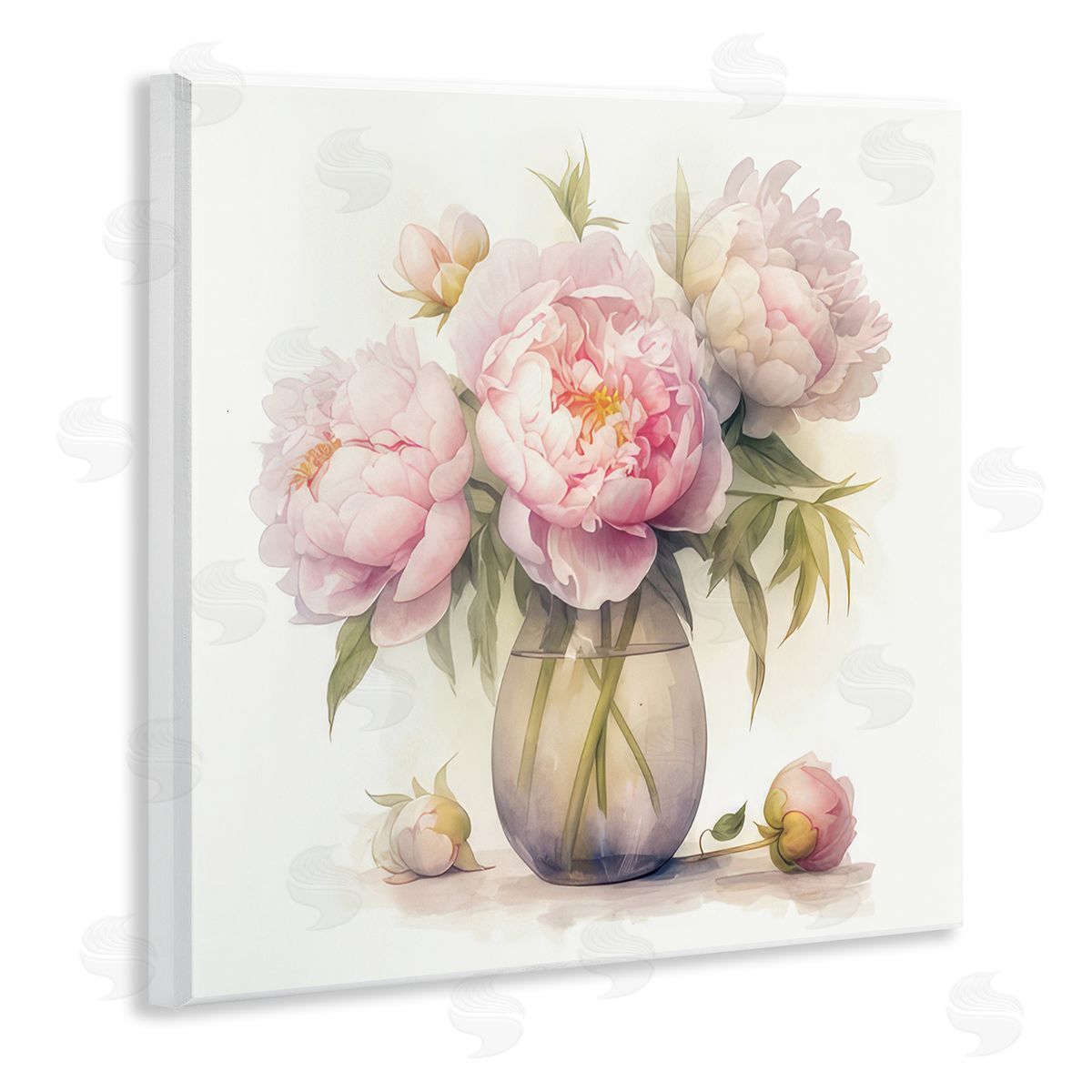 LSR Design Studio Charming Pink Peonies Wooden Wall Plaque Art Print