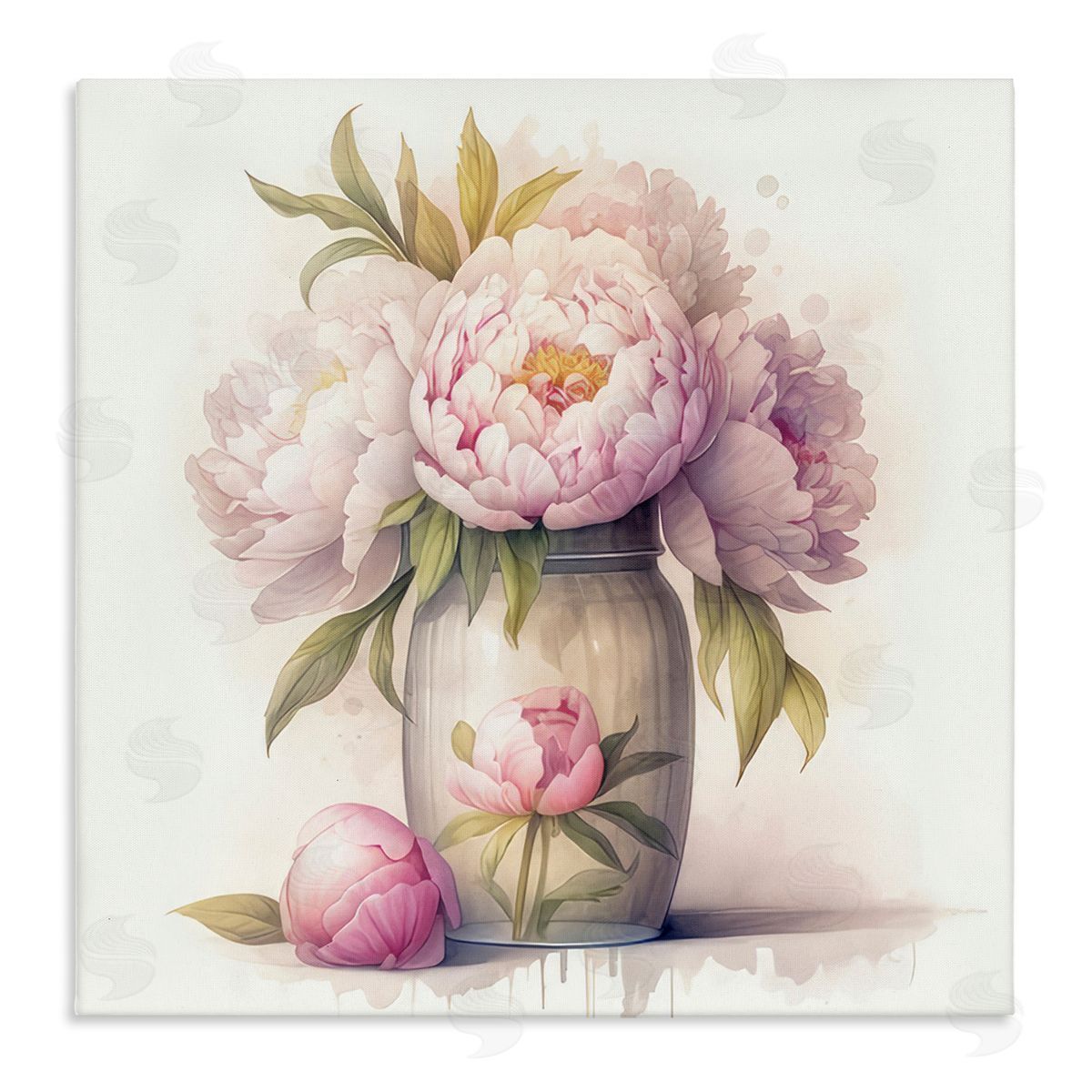 LSR Design Studio Soft Pink Peonies Canvas Wall Art Print