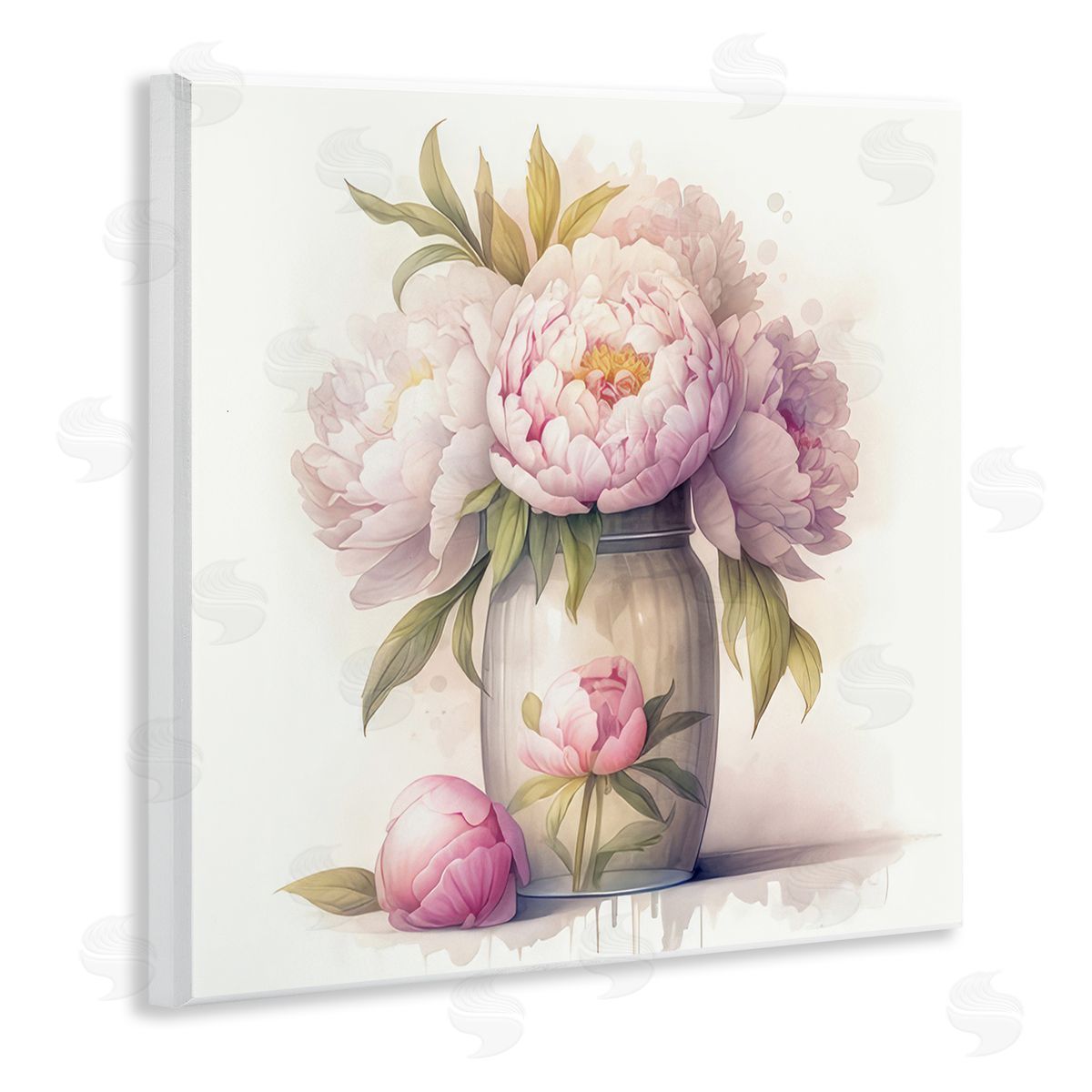 LSR Design Studio Soft Pink Peonies Wooden Wall Plaque Art Print