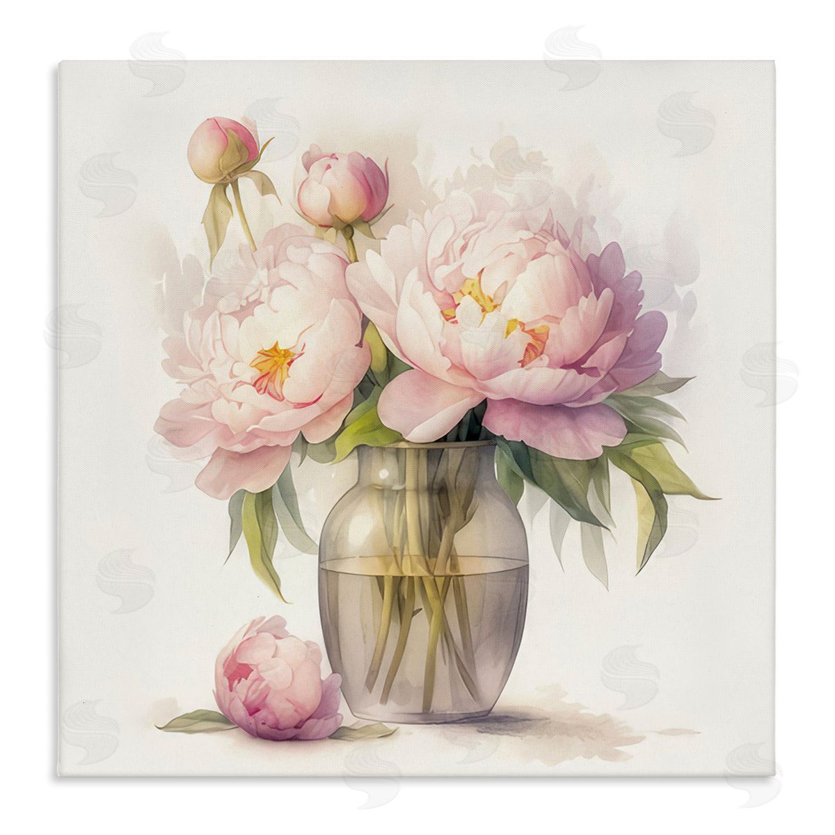 LSR Design Studio Subtle Blush Peonies Canvas Wall Art Print