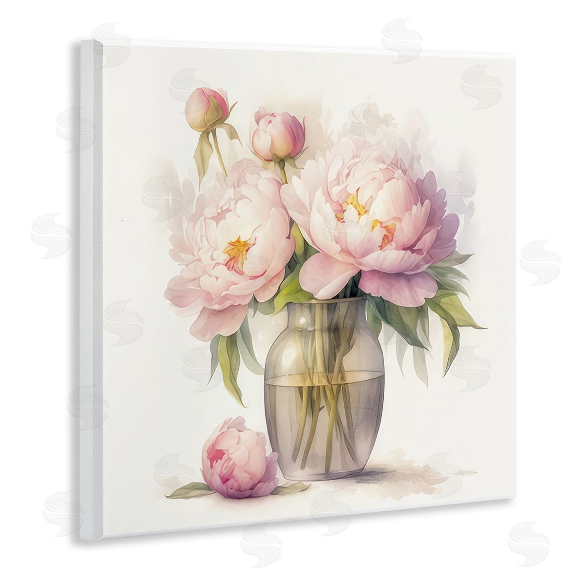 LSR Design Studio Subtle Blush Peonies Wooden Wall Plaque Art Print
