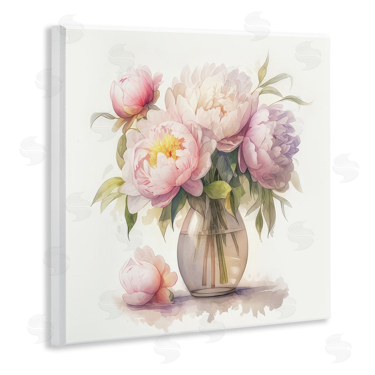 LSR Design Studio Blush Peonies Vase Wooden Wall Plaque Art Print