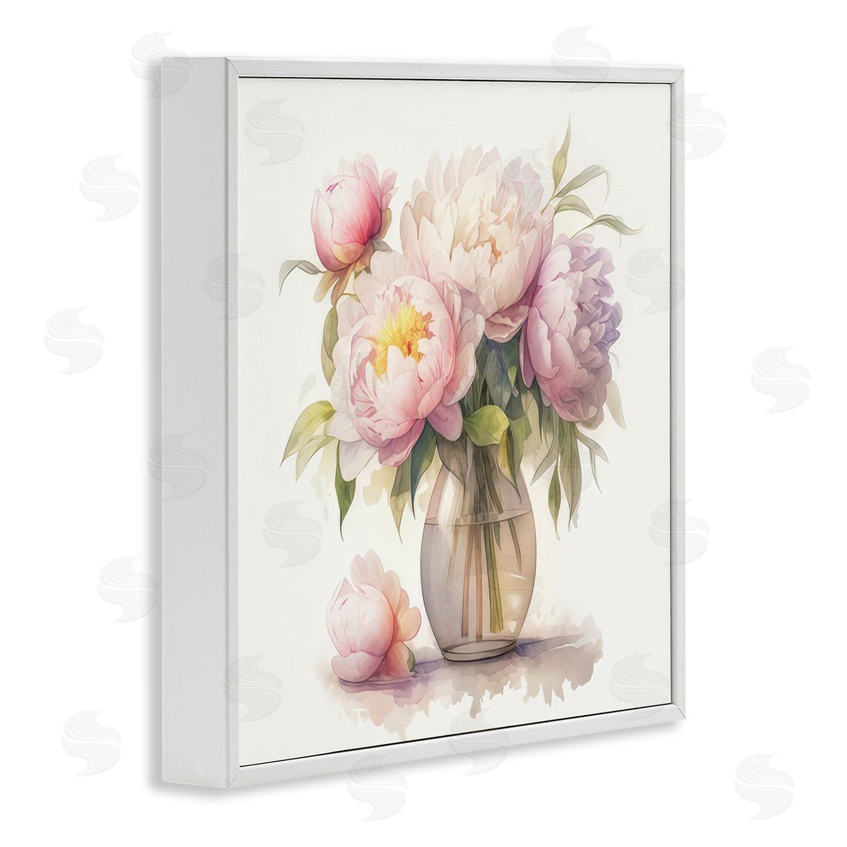 LSR Design Studio Blush Peonies Vase White Framed Giclee Wall Art Print