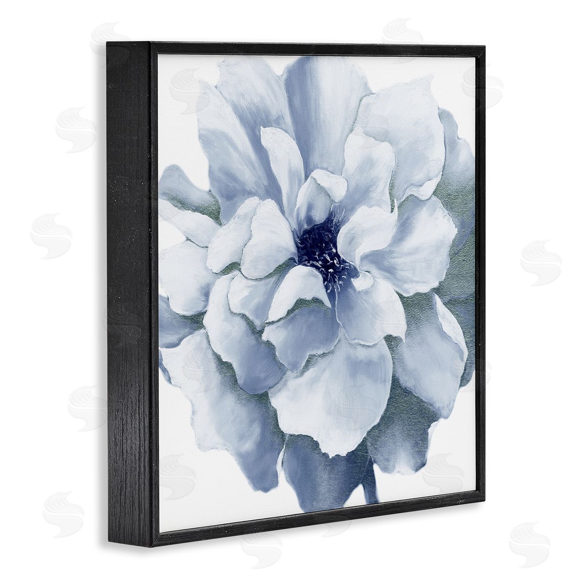 Blue Radiant Bloom Black Frame Print Wall Art, Home Decor by Withaar