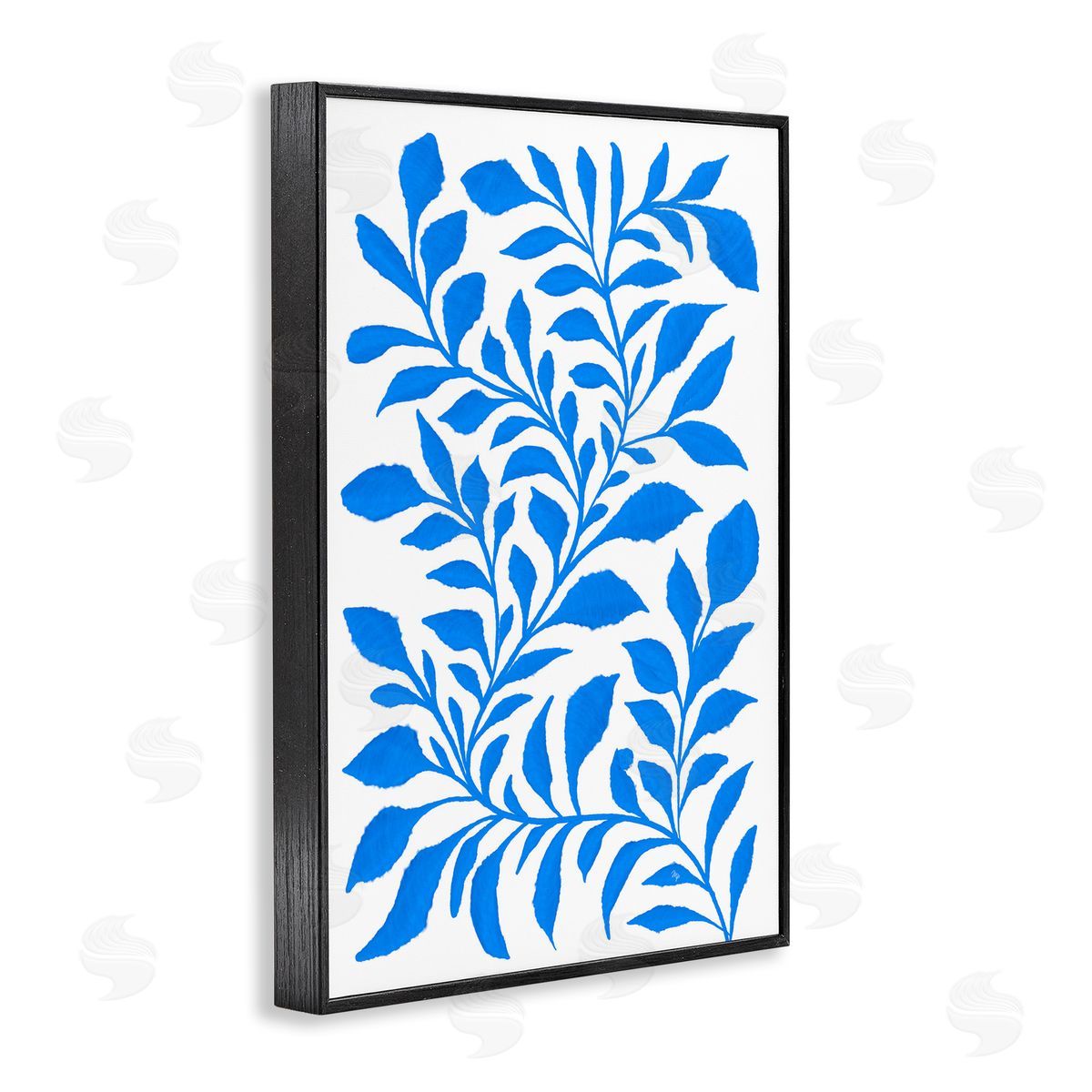 Blue Snake Plant Black Frame Print Wall Art, Home Decor by Martina Pavlova