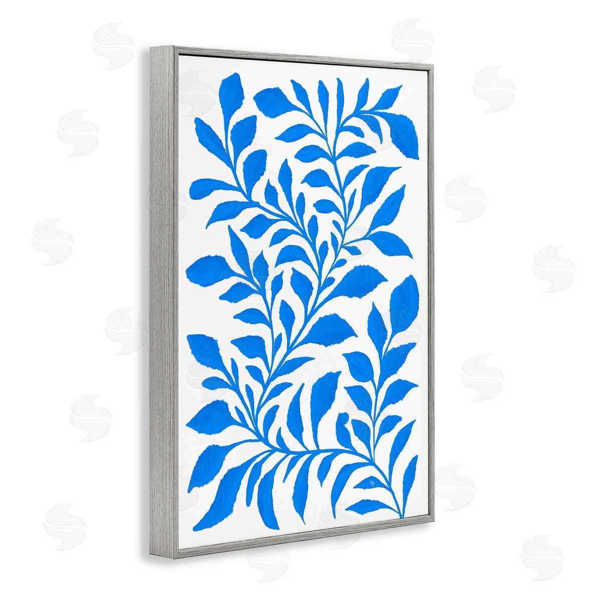 Blue Snake Plant Grey Frame Print Wall Art, Home Decor by Martina Pavlova