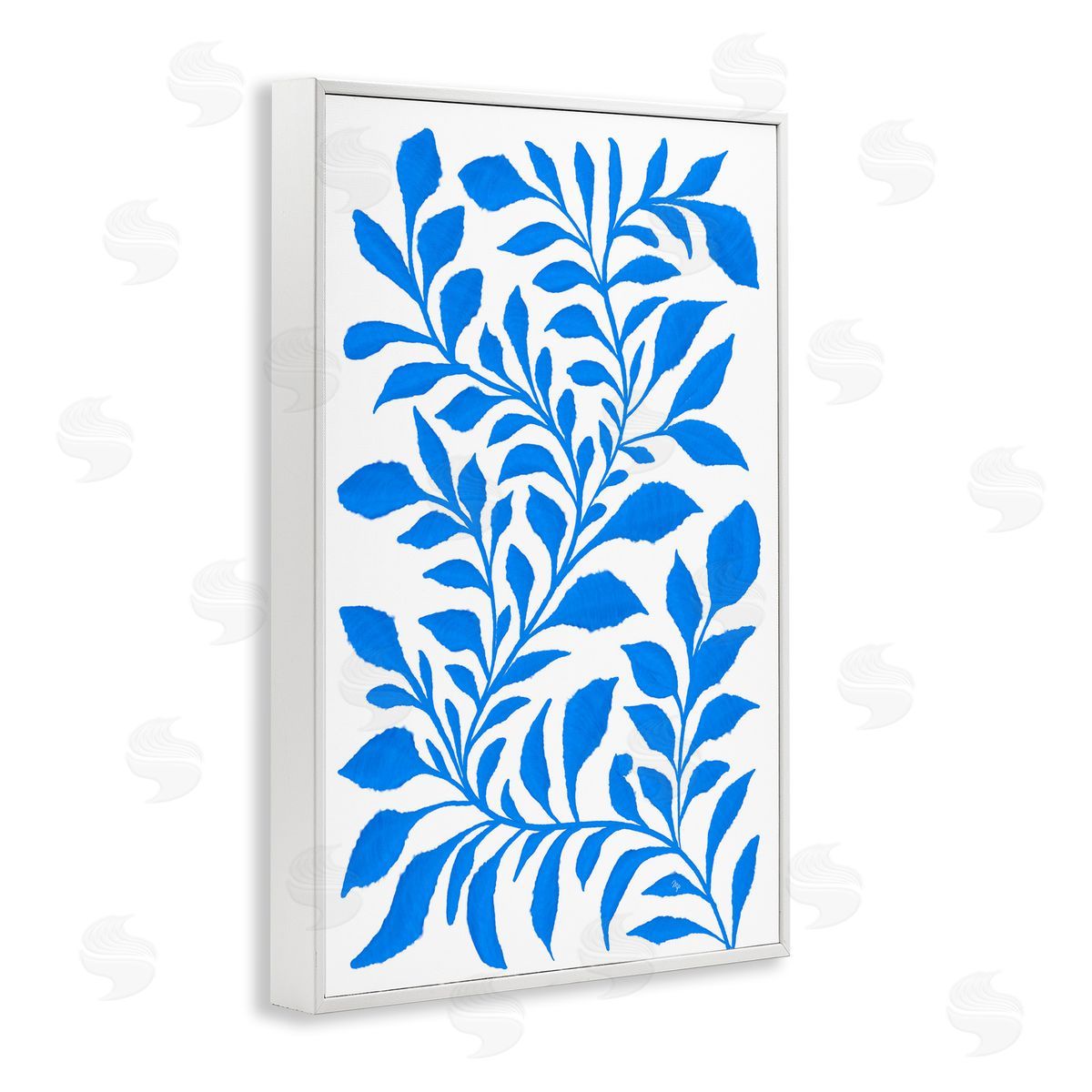 Blue Snake Plant White Frame Print Wall Art, Home Decor by Martina Pavlova