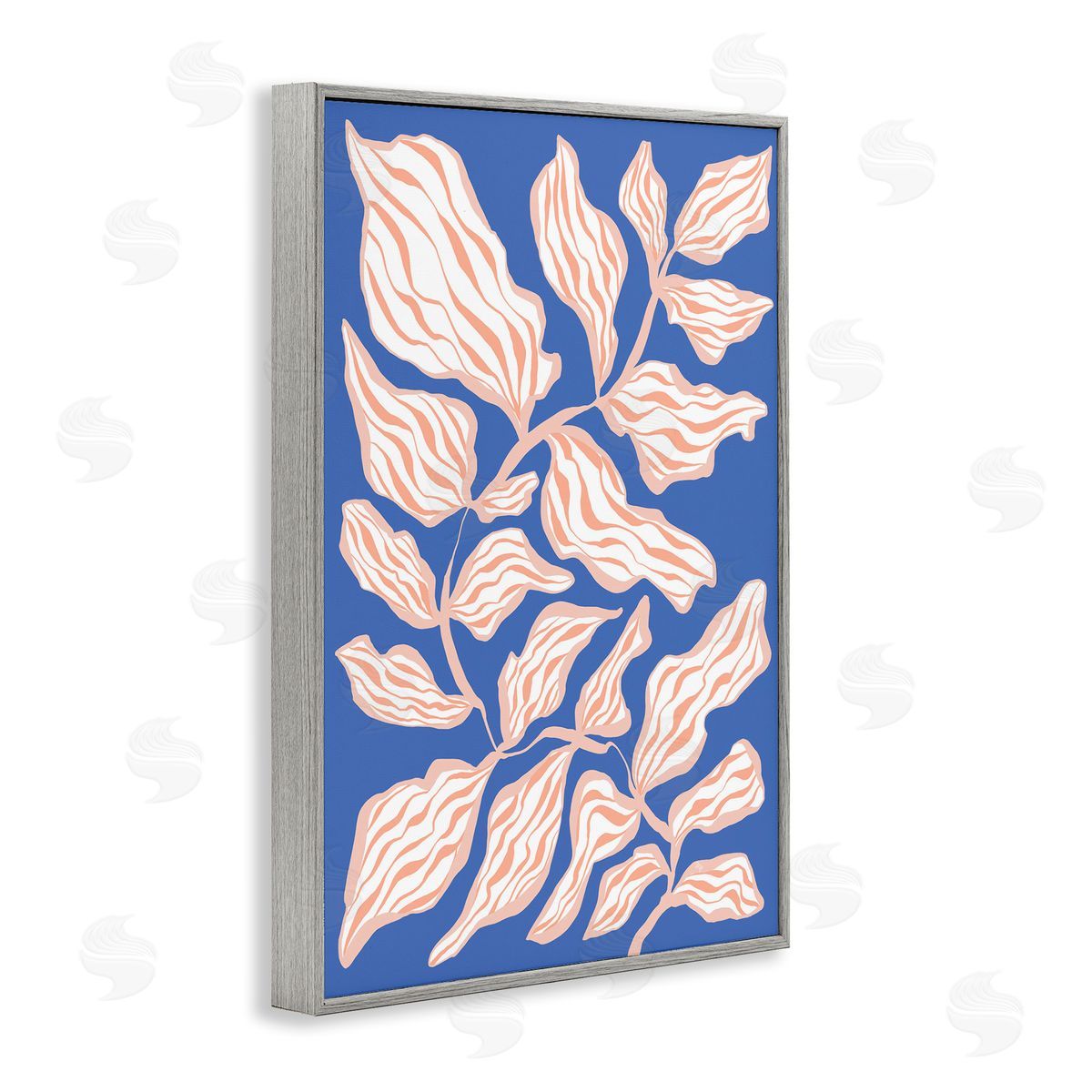 Curving Leaves Impression Grey Frame Print Wall Art, Home Decor by Martina Pavlova
