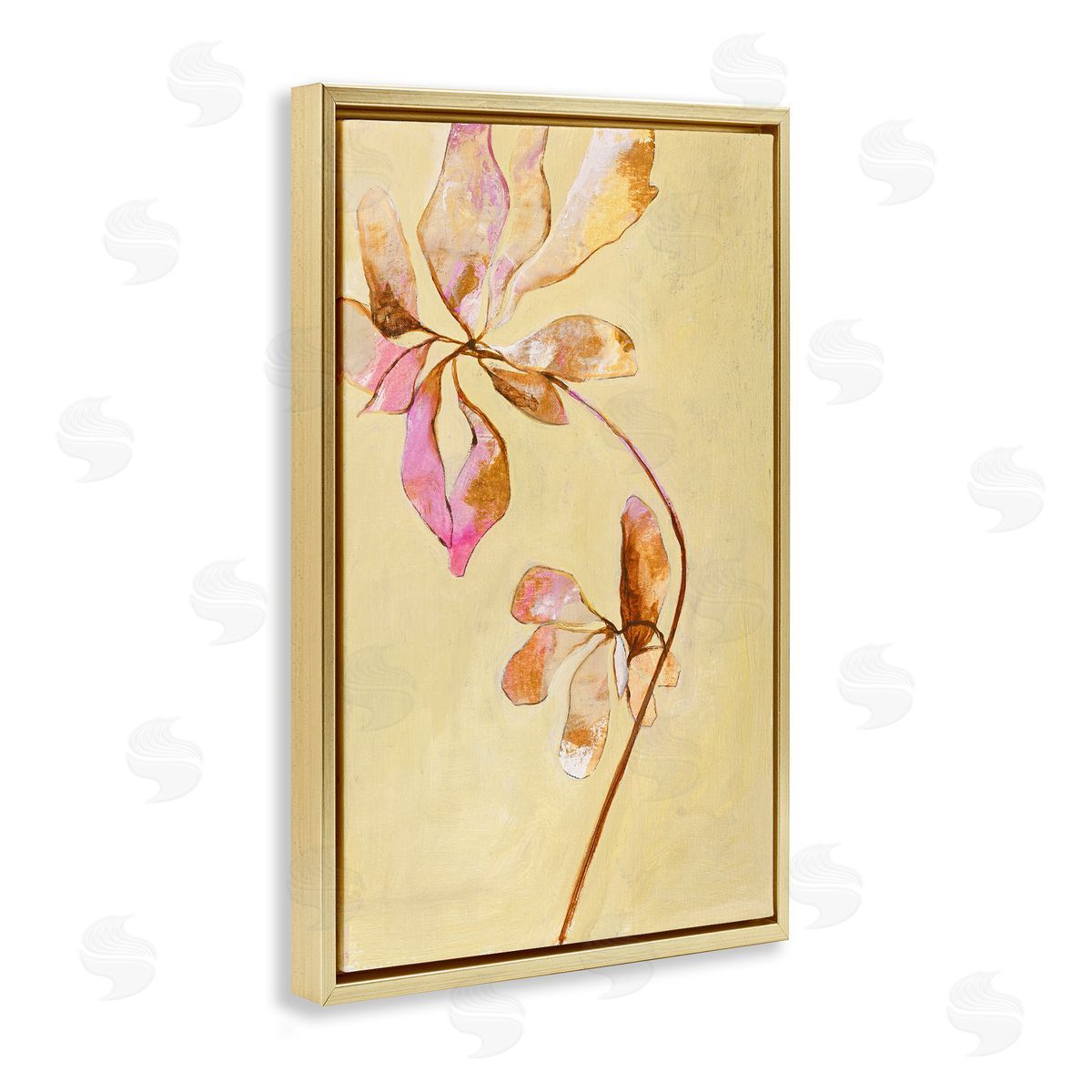 Rustic Petals Impression Gold Floating Frame Canvas Wall Art, Home Decor by Design Fabrikken