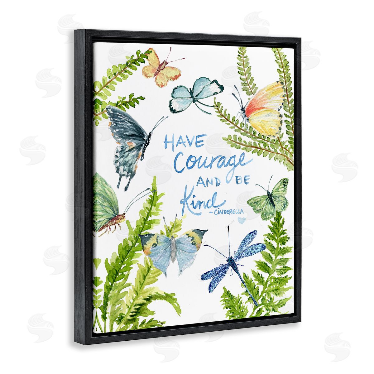 Courage and Kindness Phrase Black Floating Frame Canvas Wall Art, Home Decor by Melissa Hyatt