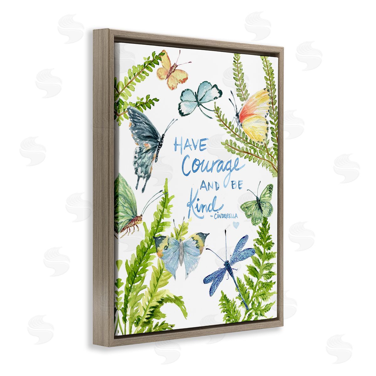 Courage and Kindness Phrase Brown Floating Frame Canvas Wall Art, Home Decor by Melissa Hyatt