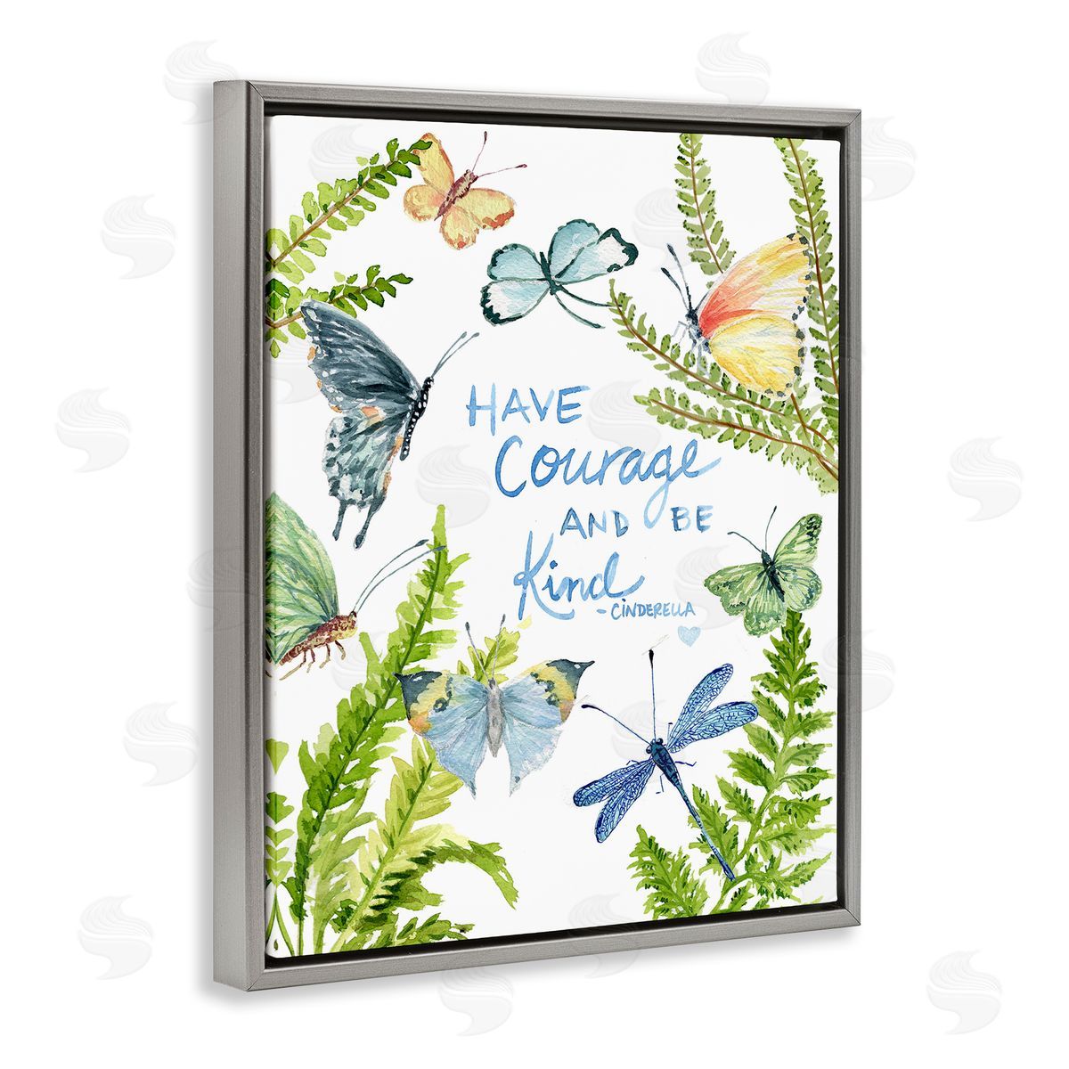 Courage and Kindness Phrase Grey Floating Frame Canvas Wall Art, Home Decor by Melissa Hyatt