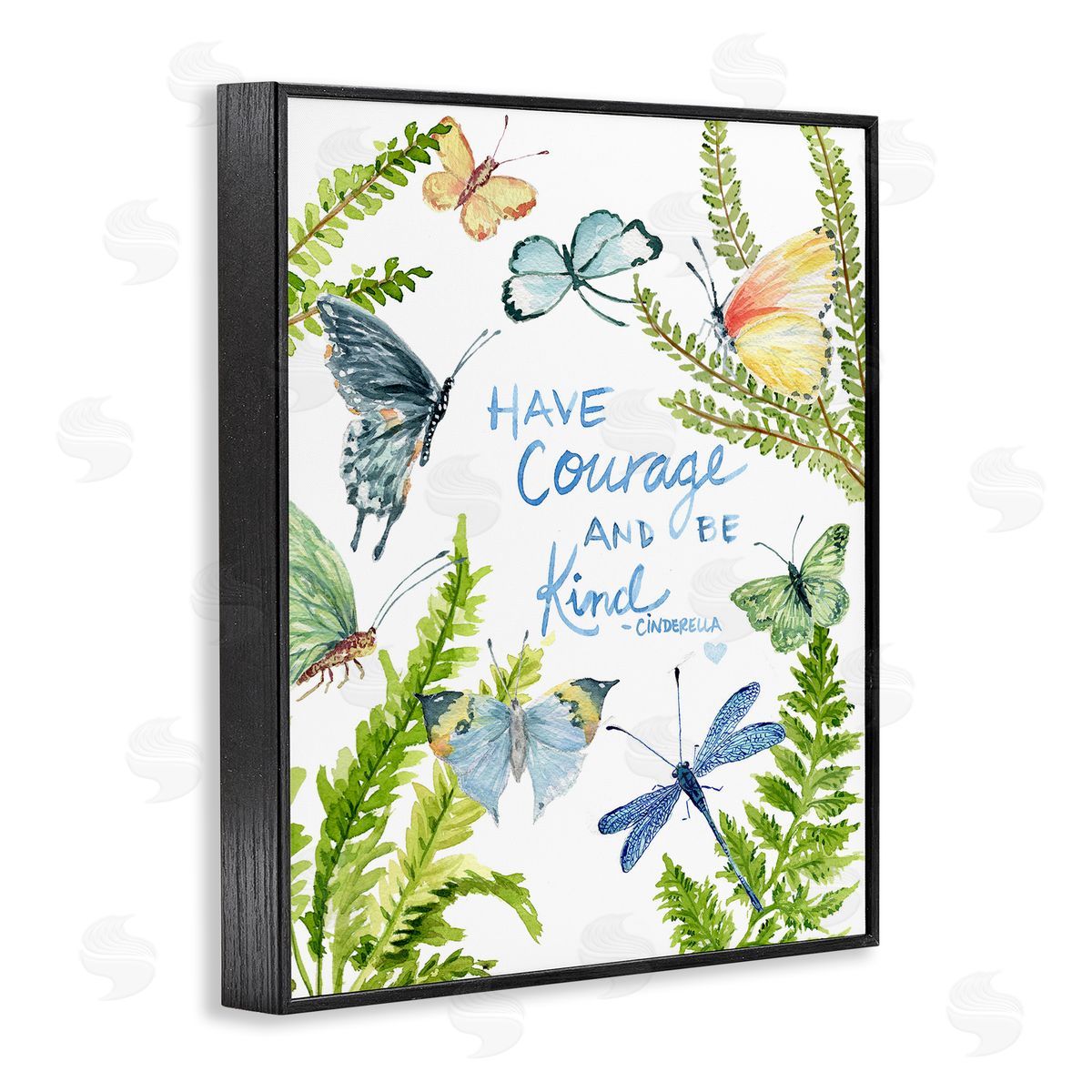 Courage and Kindness Phrase Black Frame Print Wall Art, Home Decor by Melissa Hyatt