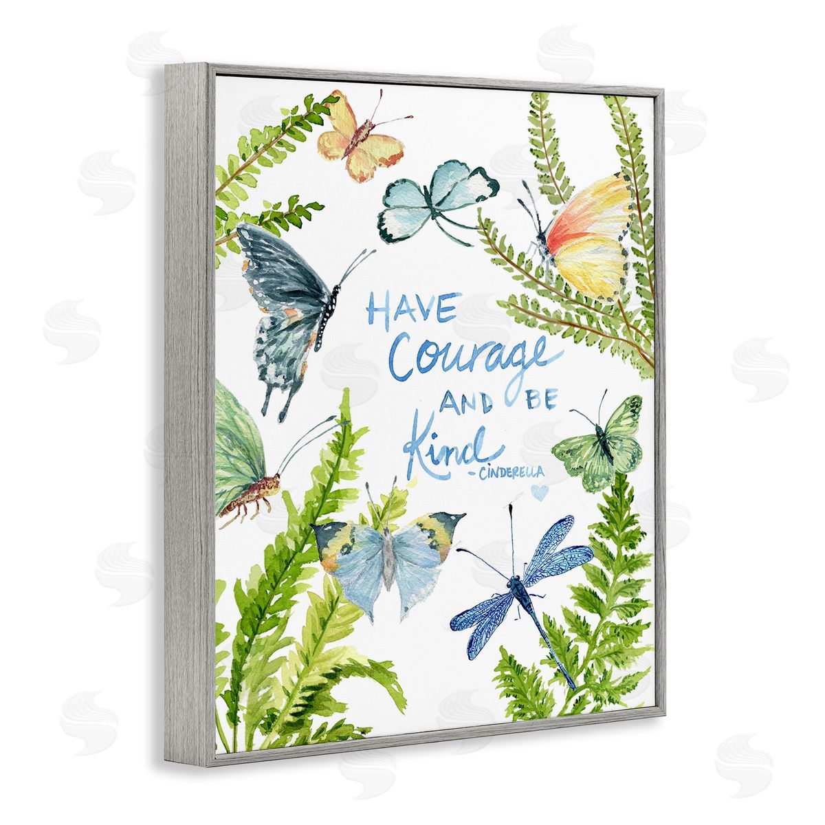 Courage and Kindness Phrase Grey Frame Print Wall Art, Home Decor by Melissa Hyatt