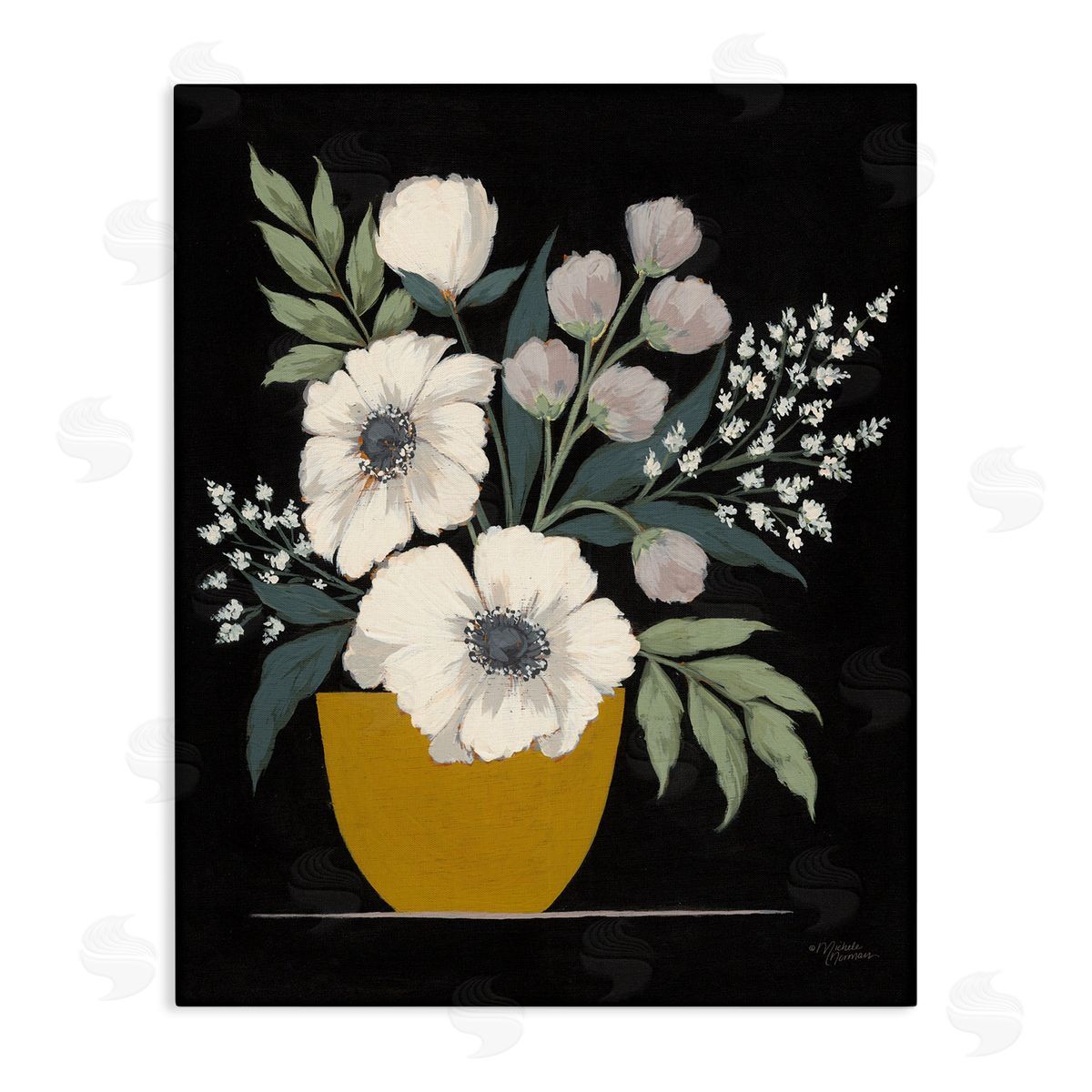 Potted Flower Bouquet Canvas Wall Art, Home Decor by Michele Norman