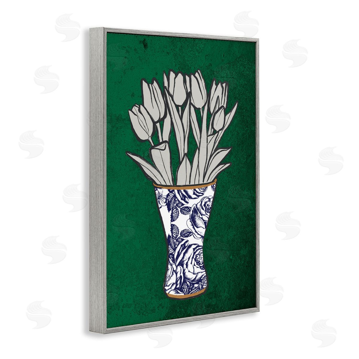 Tulip Bouquet Vase Grey Frame Print Wall Art, Home Decor by Marcus Prime