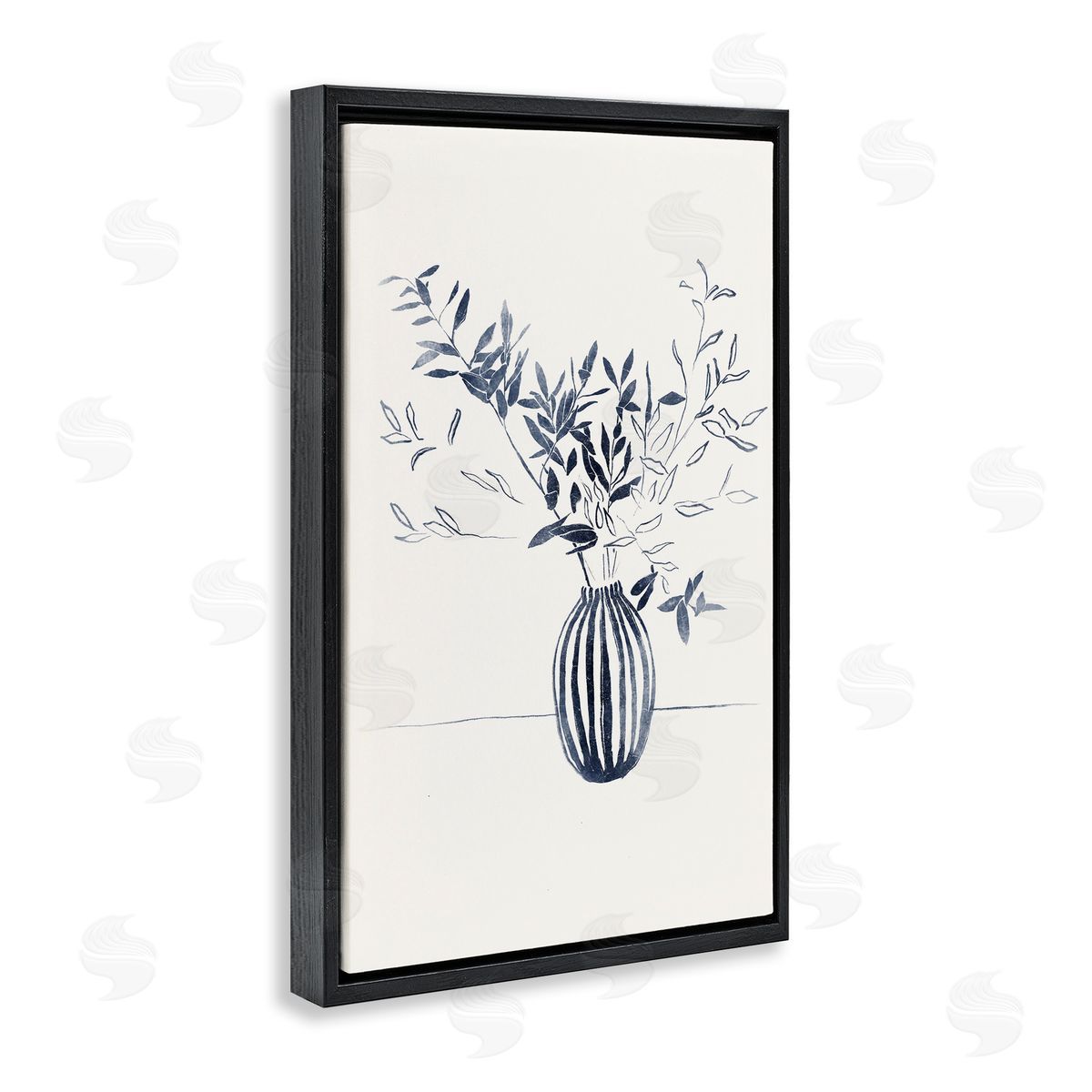 Minimal Bud Vase Black Floating Frame Canvas Wall Art, Home Decor by Yuyu Pont