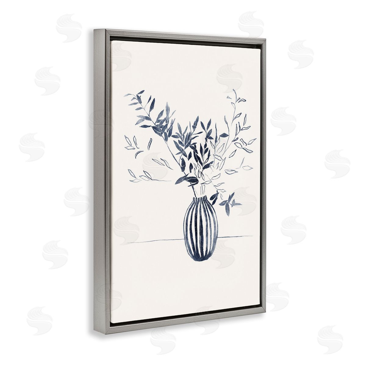 Minimal Bud Vase Grey Floating Frame Canvas Wall Art, Home Decor by Yuyu Pont