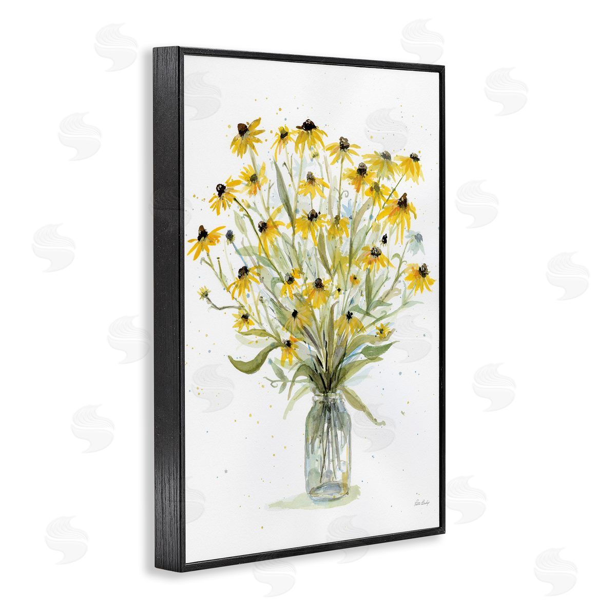 Black-Eyed Susans Black Frame Print Wall Art, Home Decor by Patti Bishop