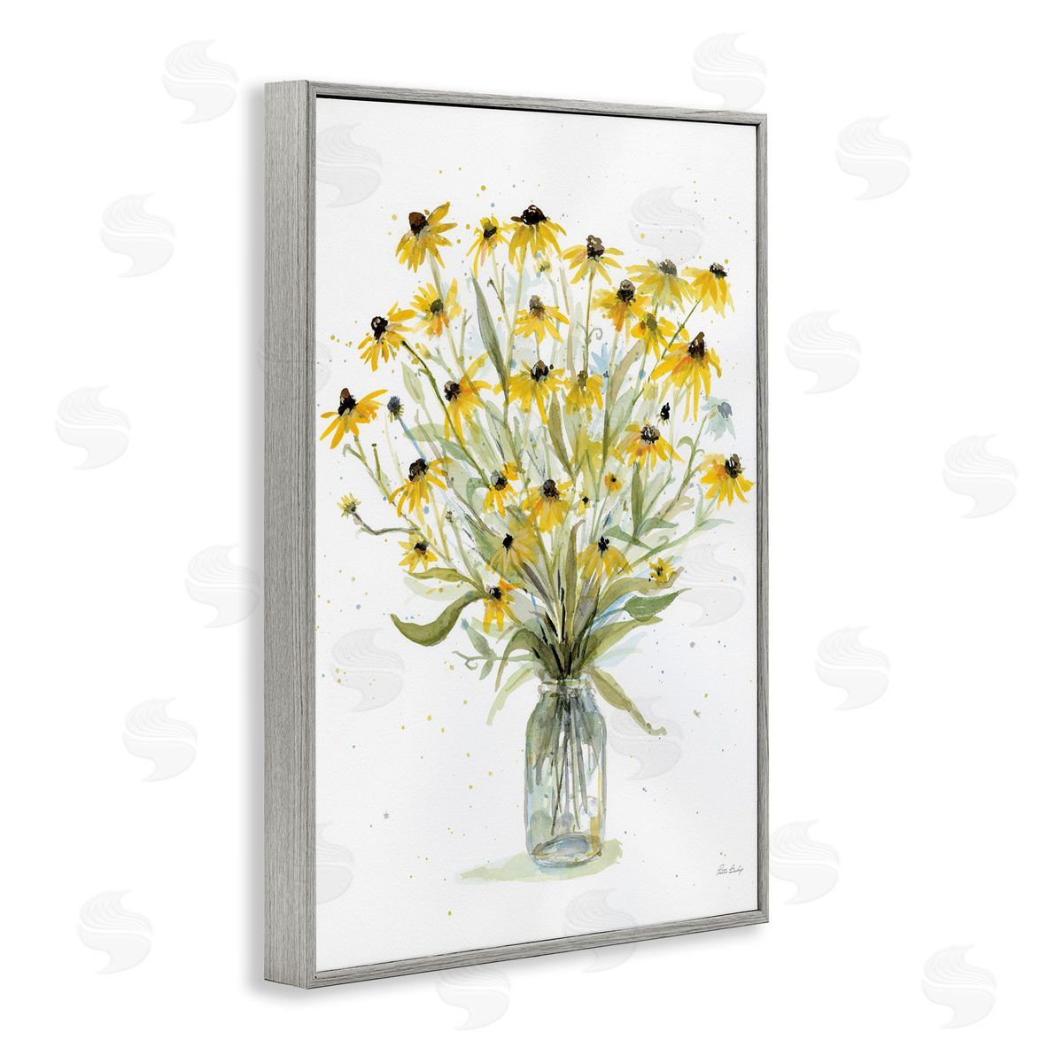 Black-Eyed Susans Grey Frame Print Wall Art, Home Decor by Patti Bishop