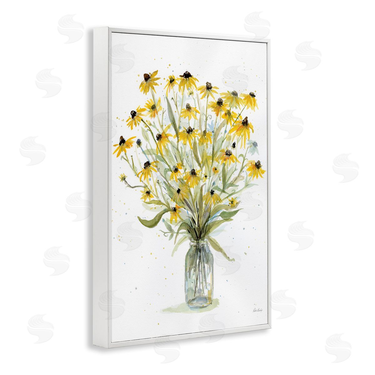 Black-Eyed Susans White Frame Print Wall Art, Home Decor by Patti Bishop