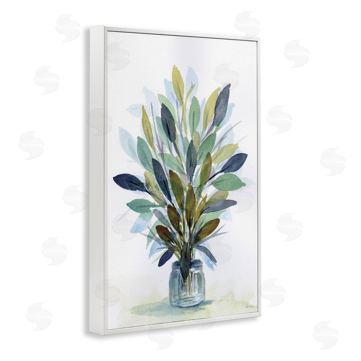 Rustic Leaves Jar White Frame Print Wall Art, Home Decor by Patti Bishop