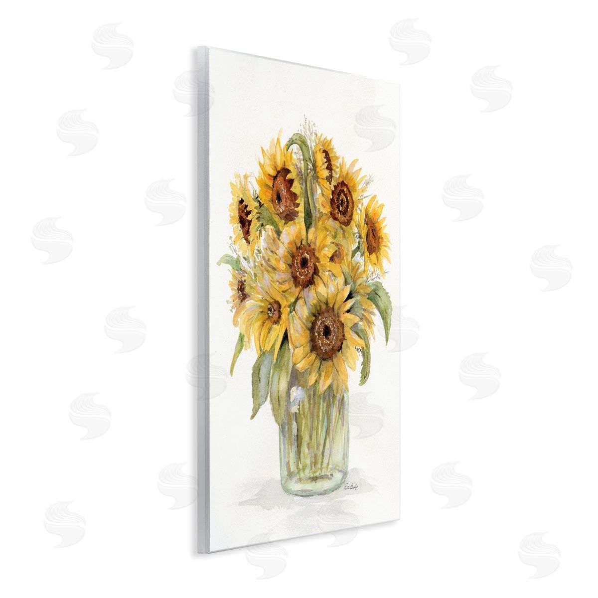 Sunflower Jar Bouquet Wood Plaque Wall Art, Home Decor by Patti Bishop