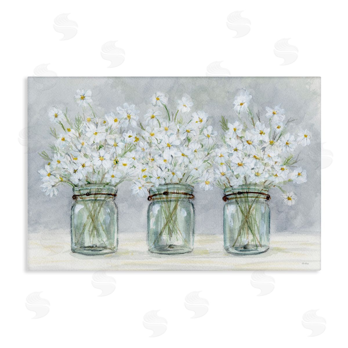 Daisies In Jars Canvas Wall Art, Home Decor by Patti Bishop